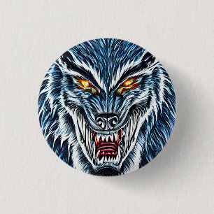 Winter Werewolf Fantasy Dark Horror Art Button