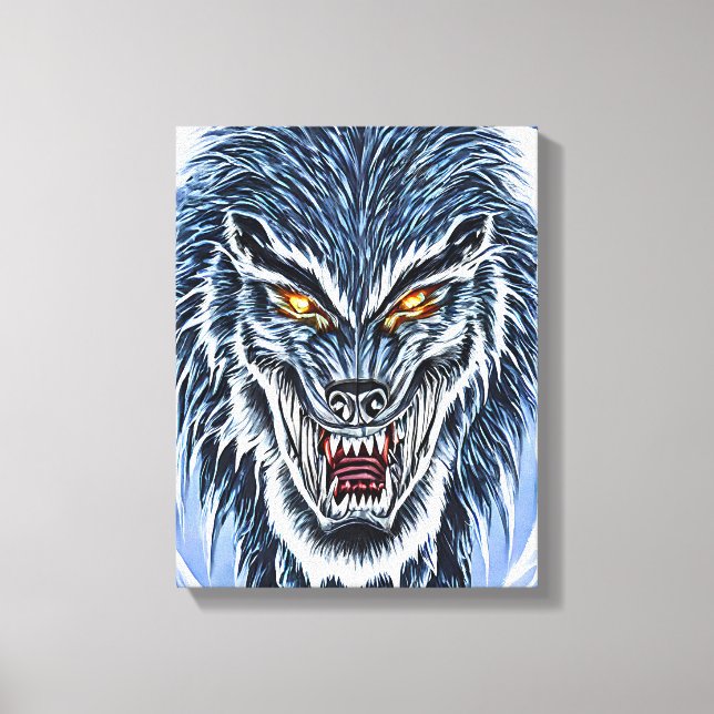 Winter Werewolf Fantasy Dark Horror Art Leinwanddruck (Vorderseite)