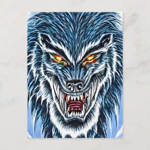 Winter Werewolf Fantasy Dark Horror Art Postkarte