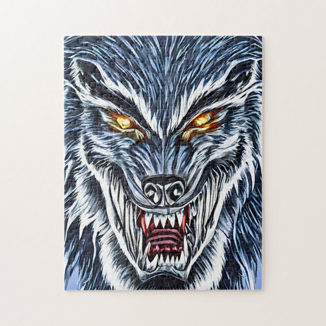 Winter Werewolf Fantasy Dark Horror Art Puzzle (Vertikal)