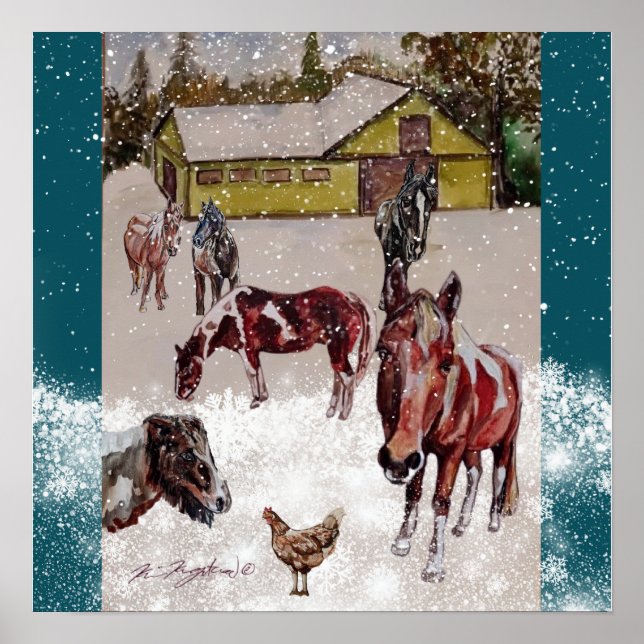 Winter West Hügel Ranch (Keria's Pferde) Poster (Vorne)