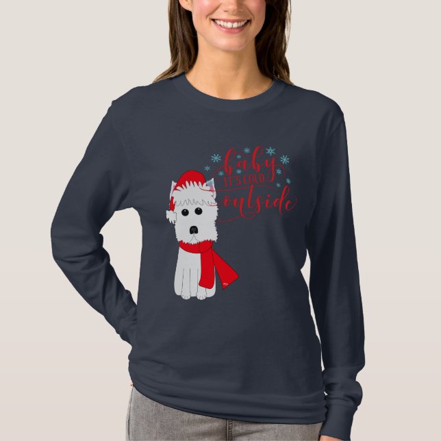 Winter Westie Baby ist es kalte Außenseite T-Shirt (Vorderseite)