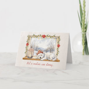 Winter Westie im Fenster Weihnachtskarte Feiertagskarte