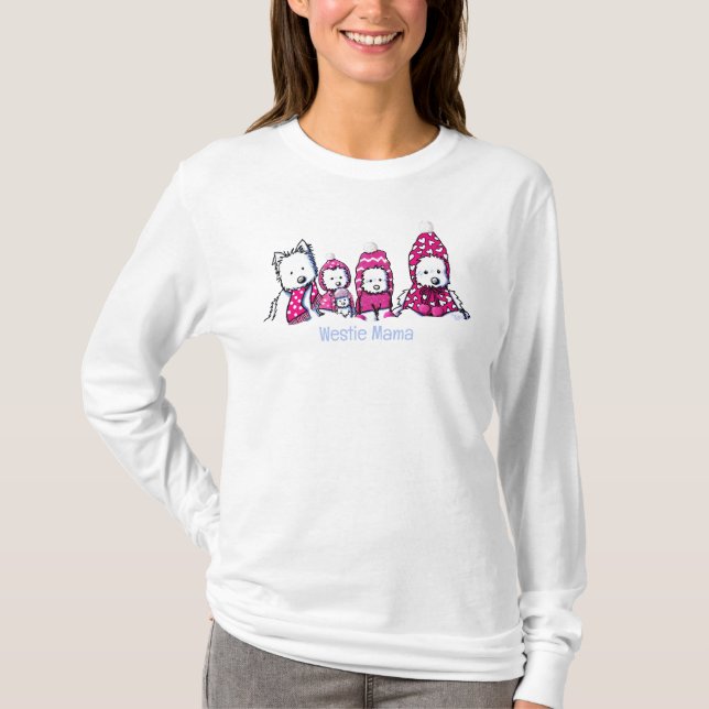 Winter Westie Mama T-Shirt (Vorderseite)