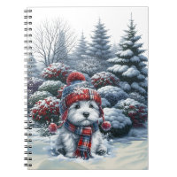 Winter Westie mit Hut Notizbuch