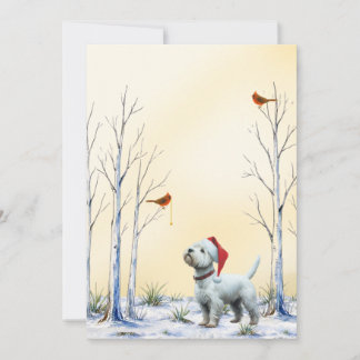 Winter Westie mit Hut und Kardinalen Weihnachtskar Feiertagskarte