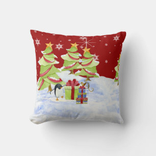 Winter Whimsey Pinguin Polar Bären Babys im Schnee Kissen