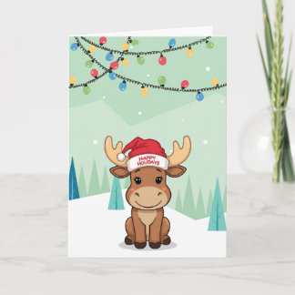 Winter Whimsical Moose Feiertagskarte