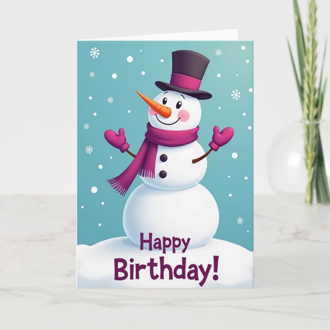 Winter Whimsy Geburtstagskarte Karte (Vorderseite)