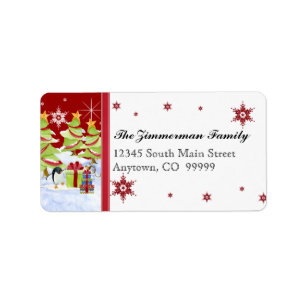 Winter Whimsy Niedlich Pinguin Babys in Snow Star Adressaufkleber