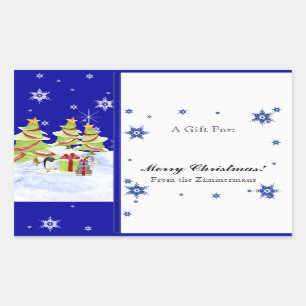 Winter Whimsy Niedlich Pinguin Babys in Snow Star Rechteckiger Aufkleber