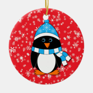 Winter Whimsy Pinguin Keramik Ornament