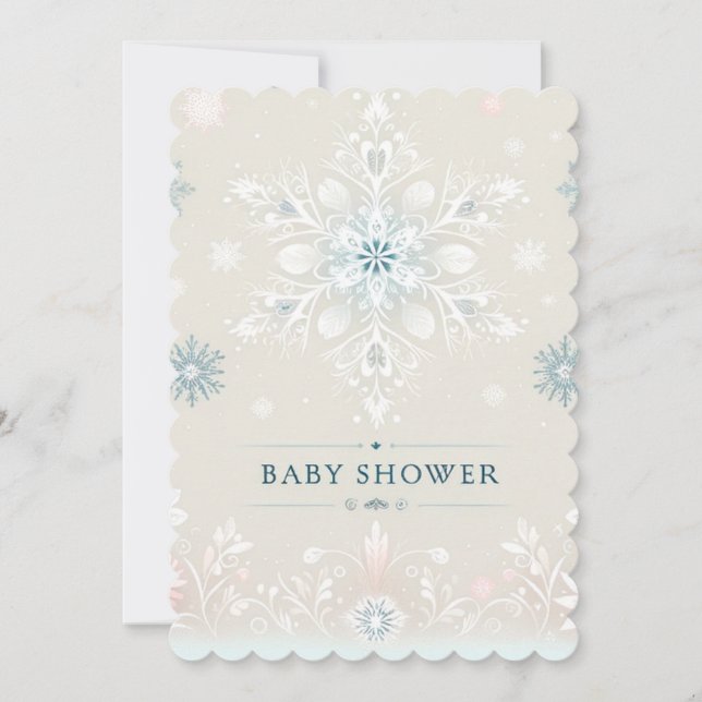 Winter Whimsy Snowflake Baby Dusche Einladung (Vorderseite)