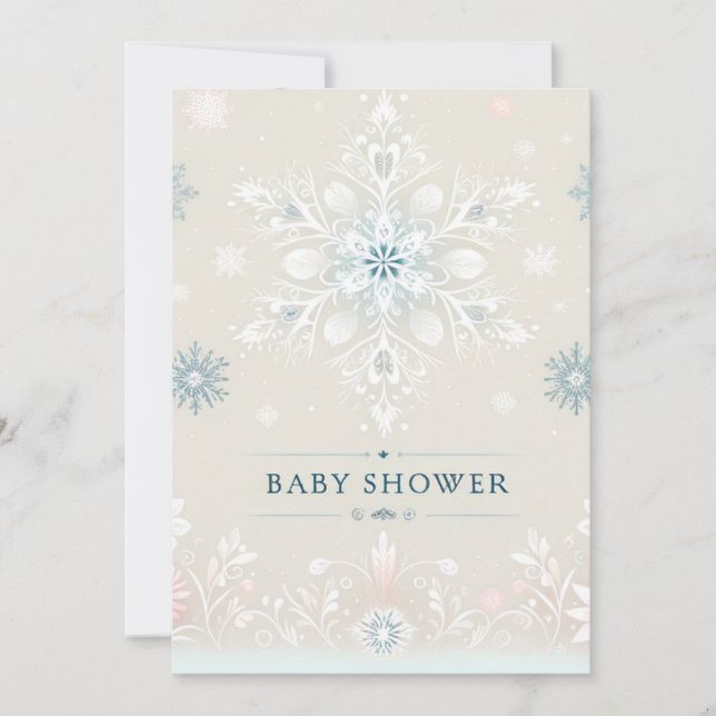 Winter Whimsy Snowflake Baby Dusche Einladung (Vorderseite)