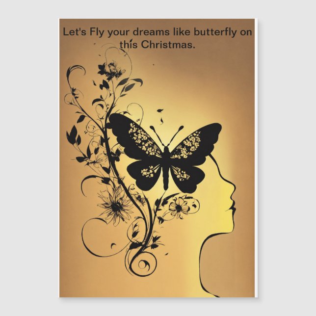 Winter Whispers: Grüße auf Schmetterlingsflügeln" Magnetkarte (Vorderseite)