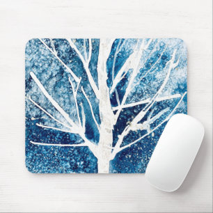 Winter white birch tree Christmas Mousepad