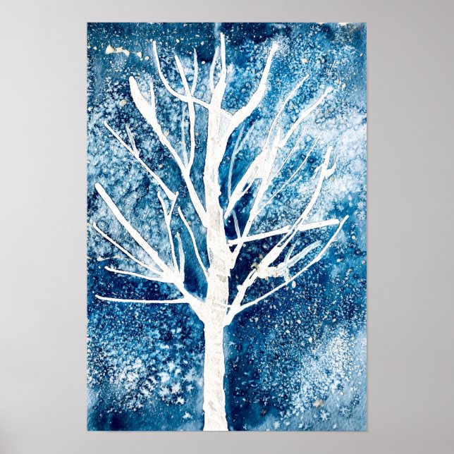 Winter white birch tree Christmas Poster (Vorne)