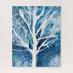 Winter white birch tree Christmas Puzzle