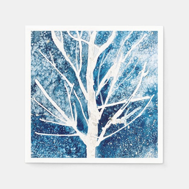 Winter white birch tree Christmas Serviette (Vorderseite)