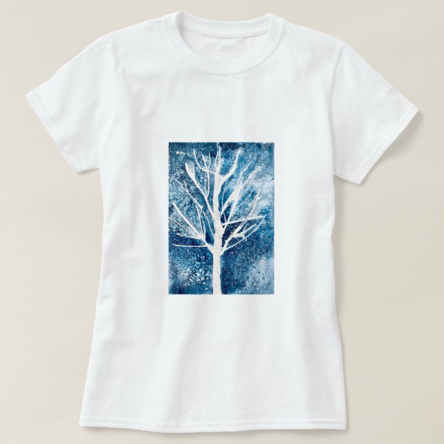 Winter white birch tree Christmas T-Shirt (Design vorne)