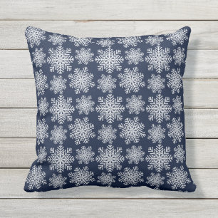 Winter White Blue Snowflakes Wunderland Muster Kissen