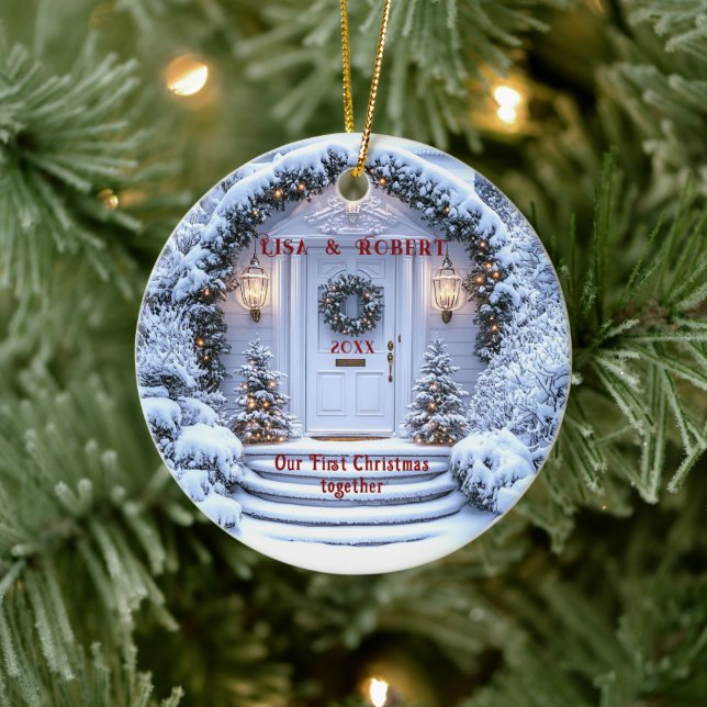 Winter White Door Wreath Erstes Weihnachten gemein Keramik Ornament (Baum)