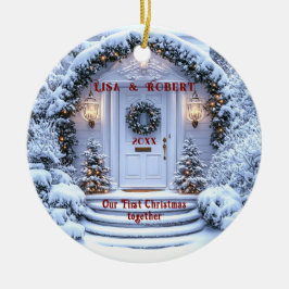 Winter White Door Wreath Erstes Weihnachten gemein Keramik Ornament