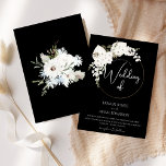 Winter White Floral Black Christmas Wreath Wedding Einladung<br><div class="desc">Winterweiße und schwarze Blütenschwärme - ein festlicher Mix aus rustikaler Eleganz und magischer Einfachheit. Erleben Sie die Faszination der Saison mit unserer Winterweiße Weihnachtsfeier, eine ideale Wahl für Paare, die eine magische und elegante Feier suchen. Weiße Blume, die in einem rustikalen Design eingebettet sind, auf einem beeindruckenden schwarzen Hintergrund schaffen...</div>