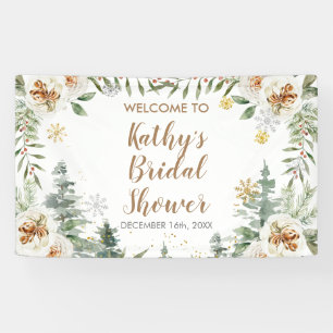 Winter White Floral Brautparty Grosses Banner