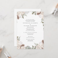 Winter White Floral Pine Cone Hochzeit Einladung