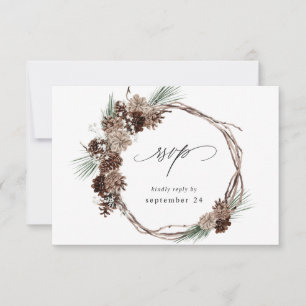 Winter White Floral & Pine w Mahl UAWG 2 RSVP Karte