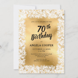 Winter White Gold 70. Geburtstagsparty Einladung