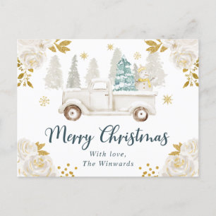 Winter White & Gold Truck Floral Weihnachten