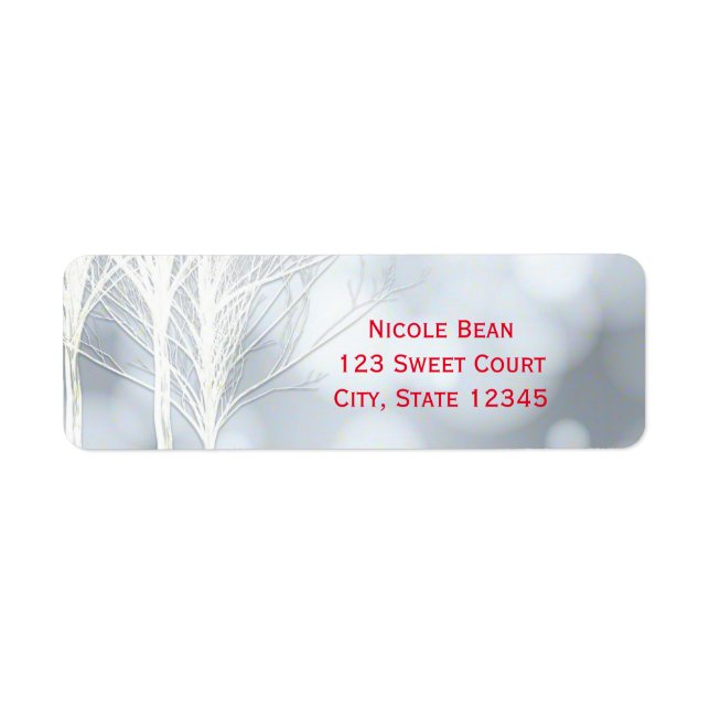 Winter White Rustic Trees Holiday Address Labels (Vorne)