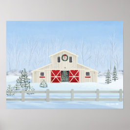 Winter White Snowy Weihnachtsstall Poster