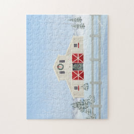 Winter White Snowy Weihnachtsstall Puzzle