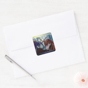 Winter Wildberry Unicorns Quadratischer Aufkleber