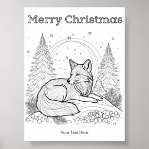 Winter-Wildlife Rotfuchs Weihnachts-Malbuch Poster