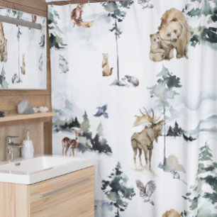 Winter Wildlife Woodland Forest Animals Duschvorhang
