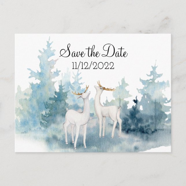 Winter-Wildwasser-Hochzeit speichern Sie das Datum Postkarte (Vorderseite)