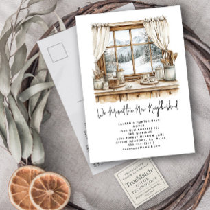 Winter Wir haben den rustikalen Pinienwald Urlaub  Ankündigungspostkarte