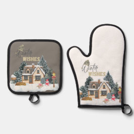 Winter Wishes Christmas Gift For Home Decor  Ofenhandschuh & Topflappen-Set