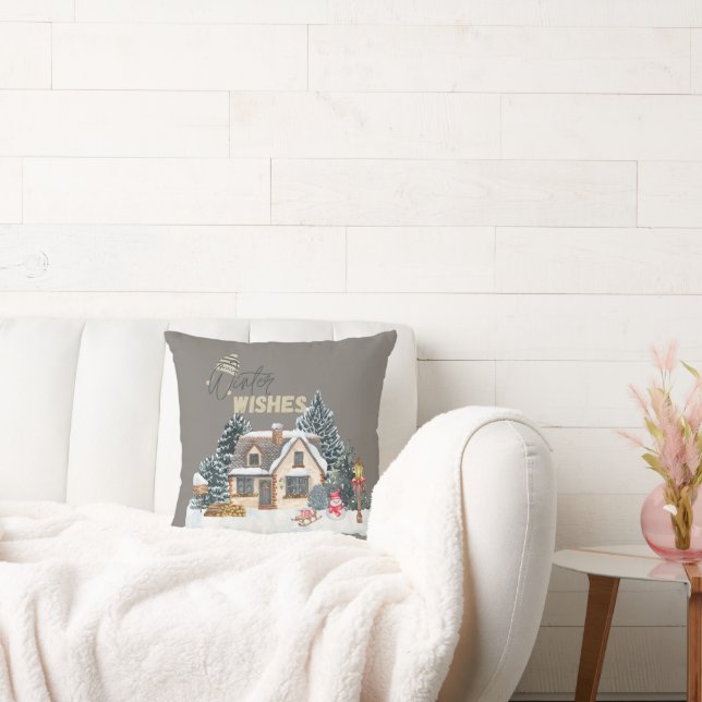 Winter Wishes Christmas Gift For Home Decor Pillow Kissen (Liege)