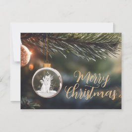 Winter Wolf mit floraler Weihnachtskarte Postkarte
