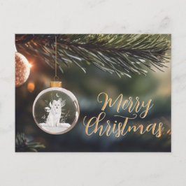 Winter Wolf mit floraler Weihnachtskarte Postkarte