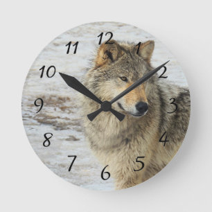 Winter Wolf Runde Wanduhr