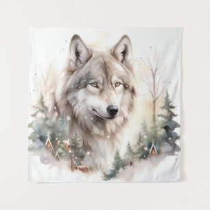 Winter Wolf Tapestry Wandteppich
