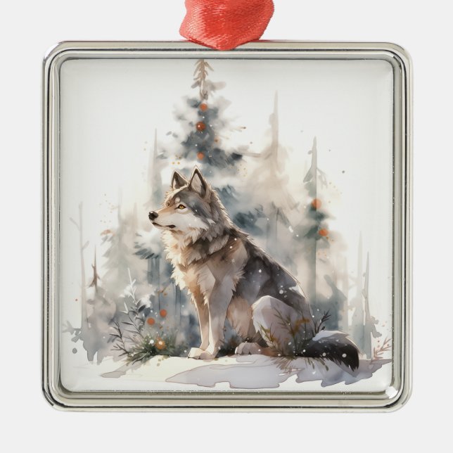 Winter Wolf Weihnachtsschmuck (Vorne)