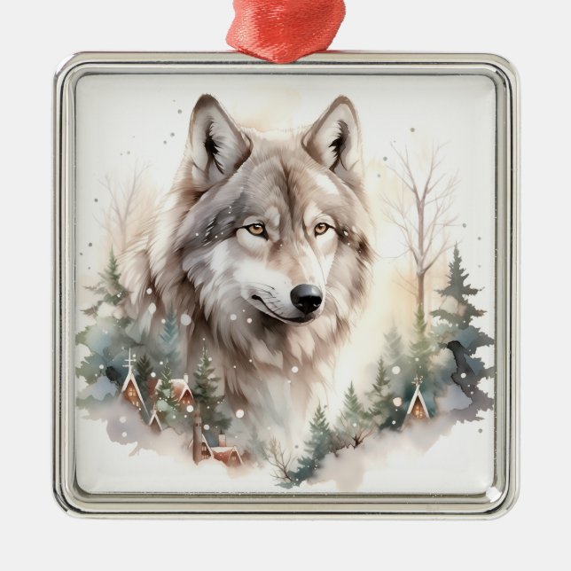 Winter Wolf Weihnachtsschmuck (Vorne)