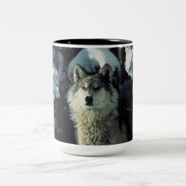 Winter Wolf Zwei-Tone-Kaffee-Tasse Zweifarbige Tasse